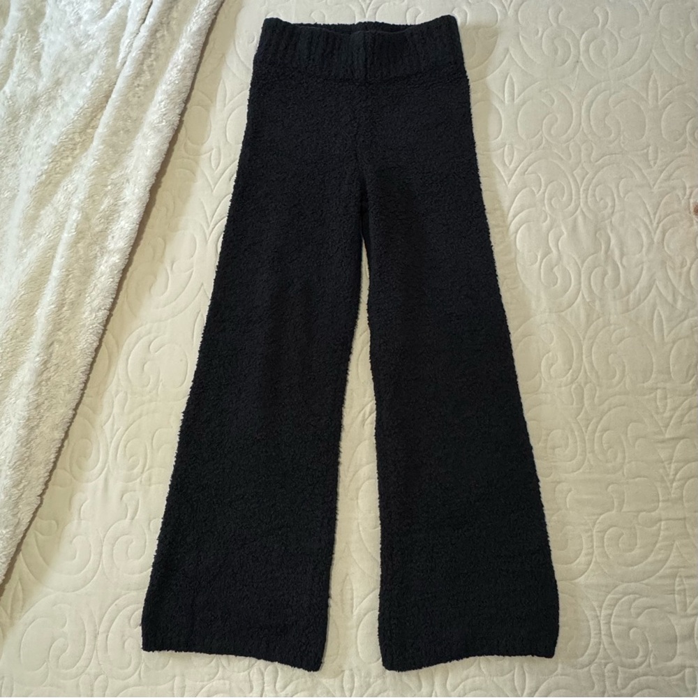SKIMS Cozy Knit Boucle Fuzzy Teddy Wide Leg Stretch Lounge Pants Onyx, Size L/XL